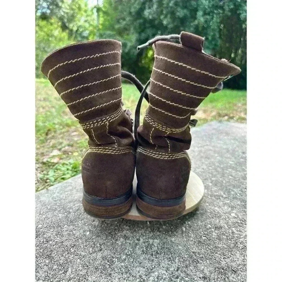 Vintage Guess Los Angeles Boots Denim & Dry Brown Hiking Boots US Size 7 - Picture 6 of 12